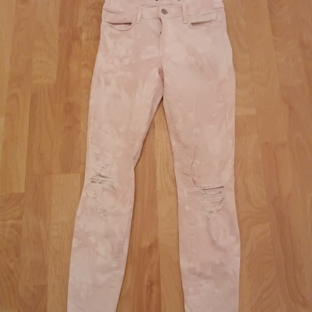 J Brand Tie-dye Light Pink Skiny Crop Jeans
